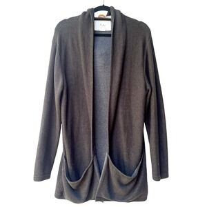 Koto Black Oversized Hooded Duster Cardigan Open Sweater Size L Pockets‎